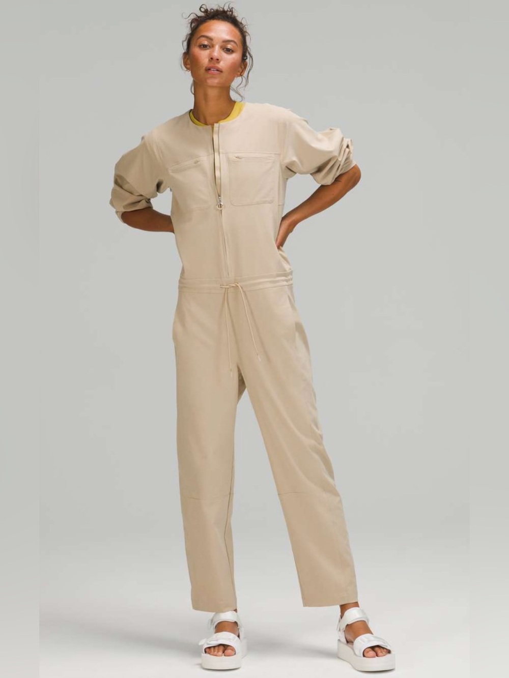 lululemon athletica Beige Long-Sleeve Utility Jumpsuit
